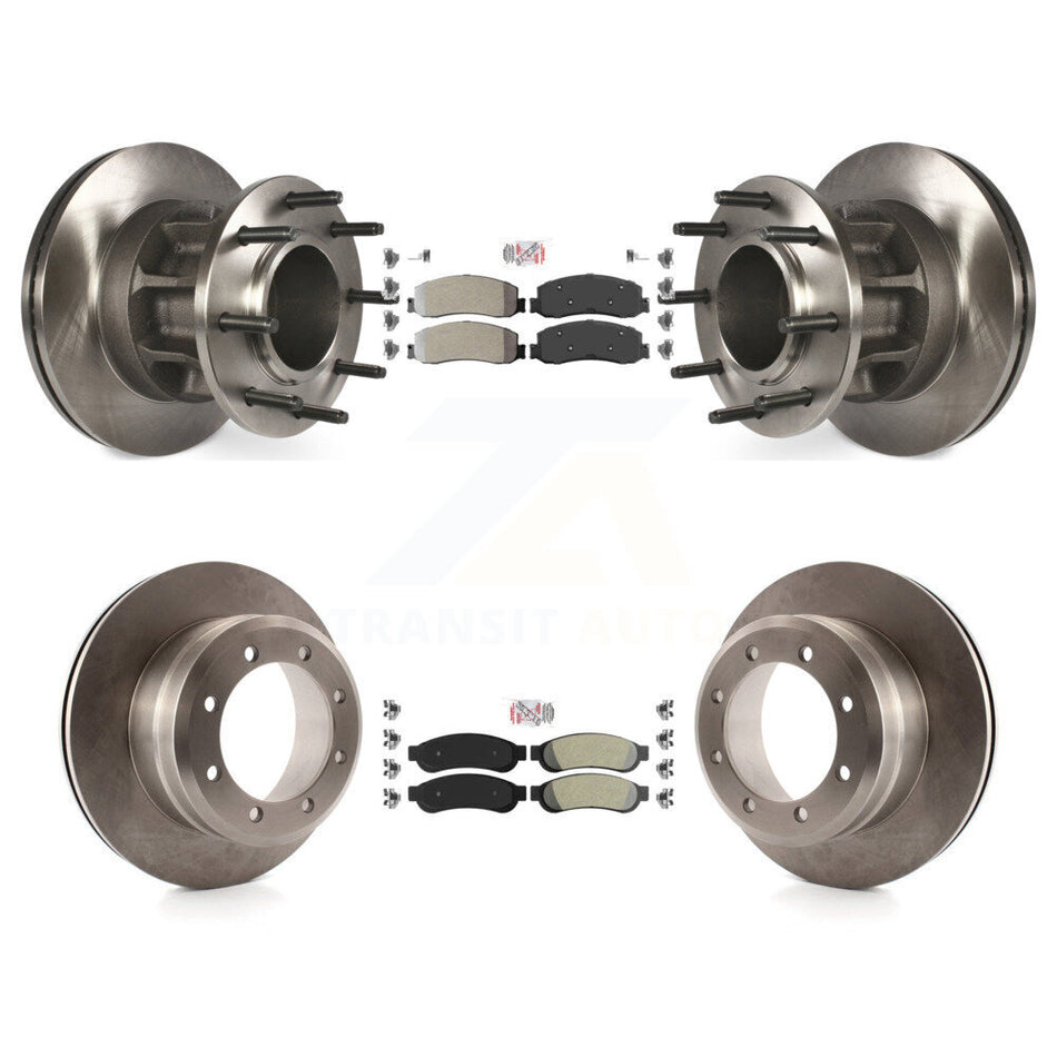 Front Rear Semi-Metallic Pad Disc Brake Rotors Hub Kit For 2012 Ford F-350 Super Duty RWD K8A-105907