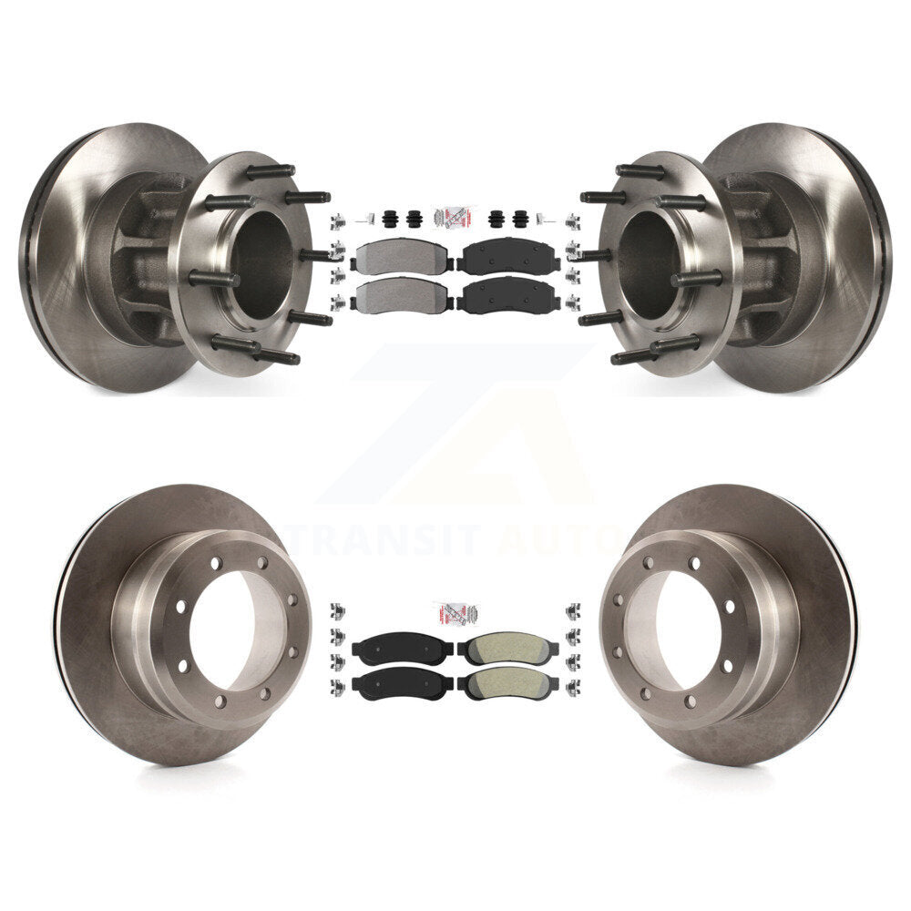Front Rear Semi-Metallic Pad Disc Brake Rotors Hub Kit For 2012 Ford F-350 Super Duty RWD K8A-105908