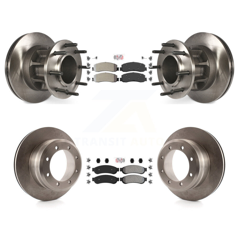 Front Rear Semi-Metallic Pad Disc Brake Rotors Hub Kit For 2012 Ford F-350 Super Duty RWD K8A-105909