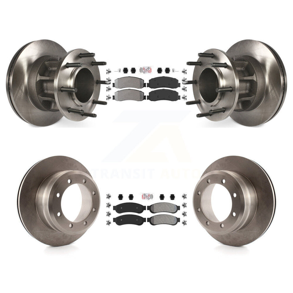 Front Rear Semi-Metallic Pad Disc Brake Rotors Hub Kit For 2012 Ford F-350 Super Duty RWD K8A-105910