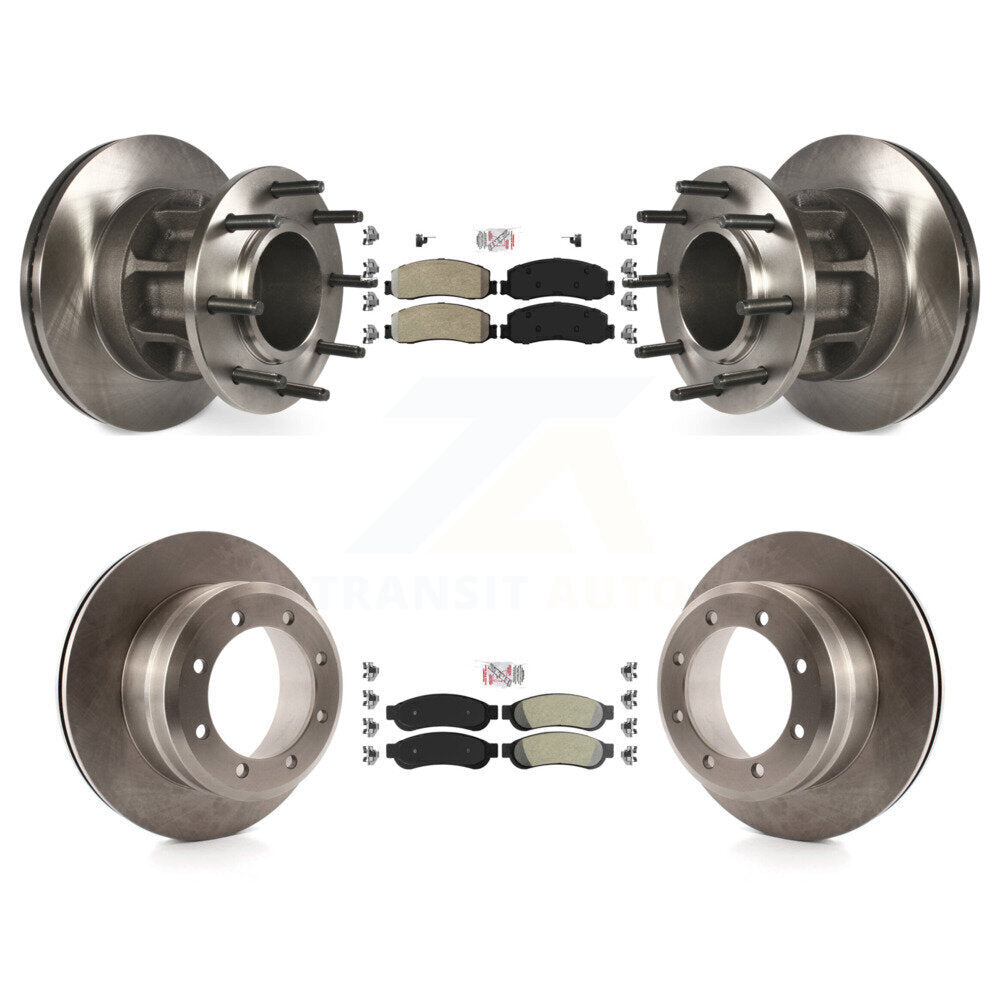 Front Rear Semi-Metallic Pad Disc Brake Rotors Hub Kit For 2011 Ford F-350 Super Duty RWD K8A-105915