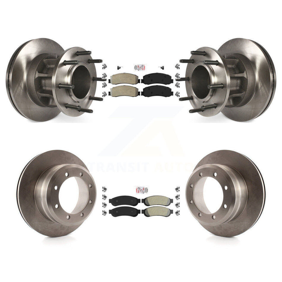 Front Rear Semi-Metallic Pad Disc Brake Rotors Hub Kit For 2011 Ford F-350 Super Duty RWD K8A-105915