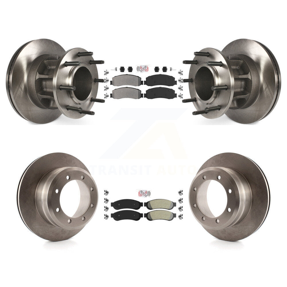 Front Rear Semi-Metallic Pad Disc Brake Rotors Hub Kit For 2011 Ford F-350 Super Duty RWD K8A-105916