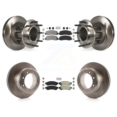 Front Rear Semi-Metallic Pad Disc Brake Rotors Hub Kit For 2011 Ford F-350 Super Duty RWD K8A-105916