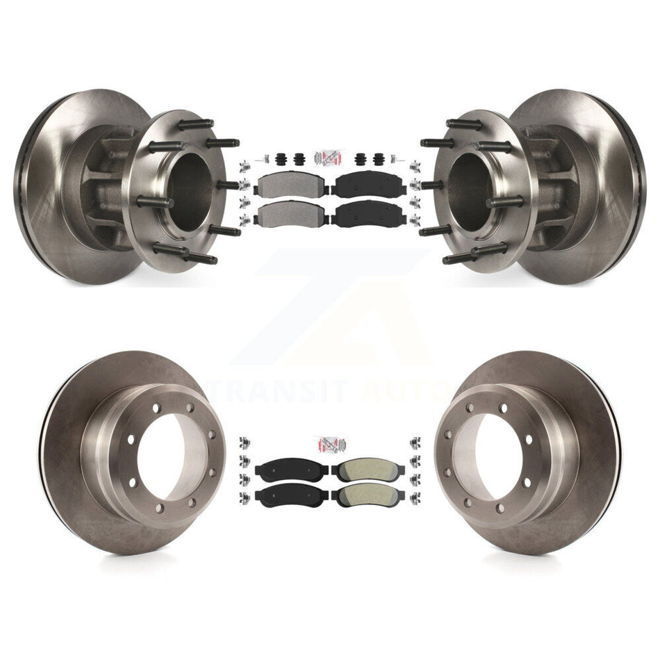 Front Rear Semi-Metallic Pad Disc Brake Rotors Hub Kit For 2011 Ford F-350 Super Duty RWD K8A-105916
