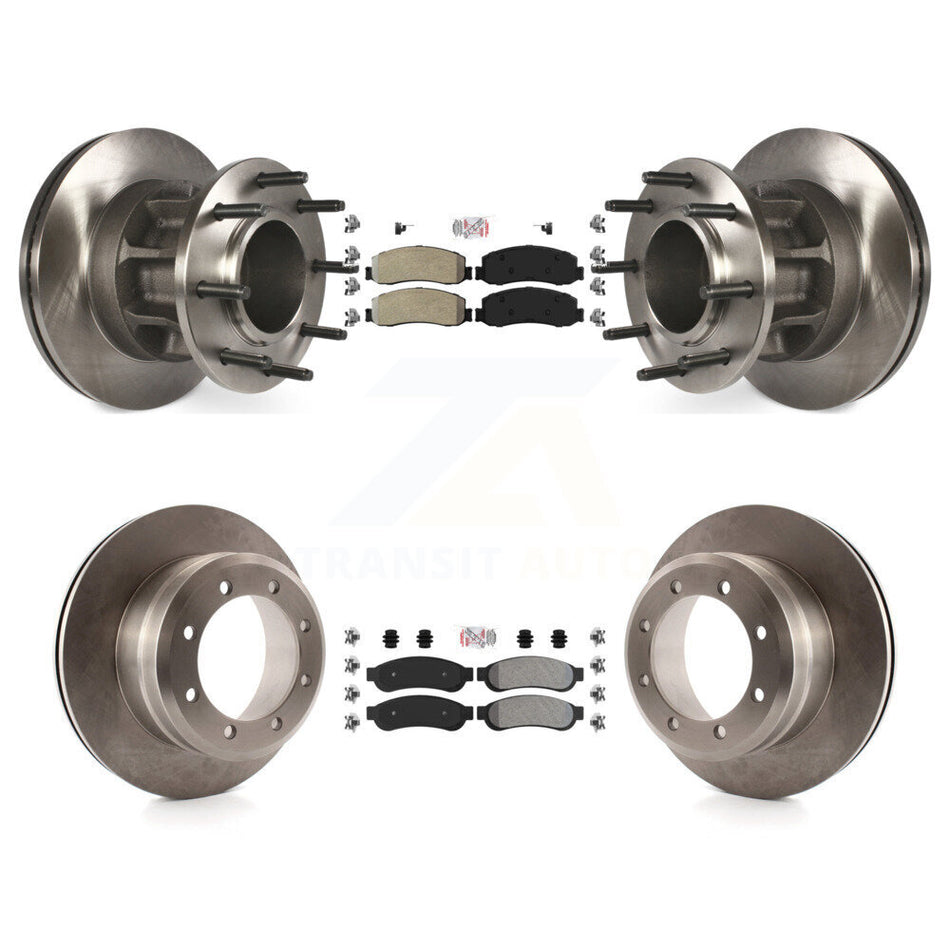 Front Rear Semi-Metallic Pad Disc Brake Rotors Hub Kit For 2011 Ford F-350 Super Duty RWD K8A-105917