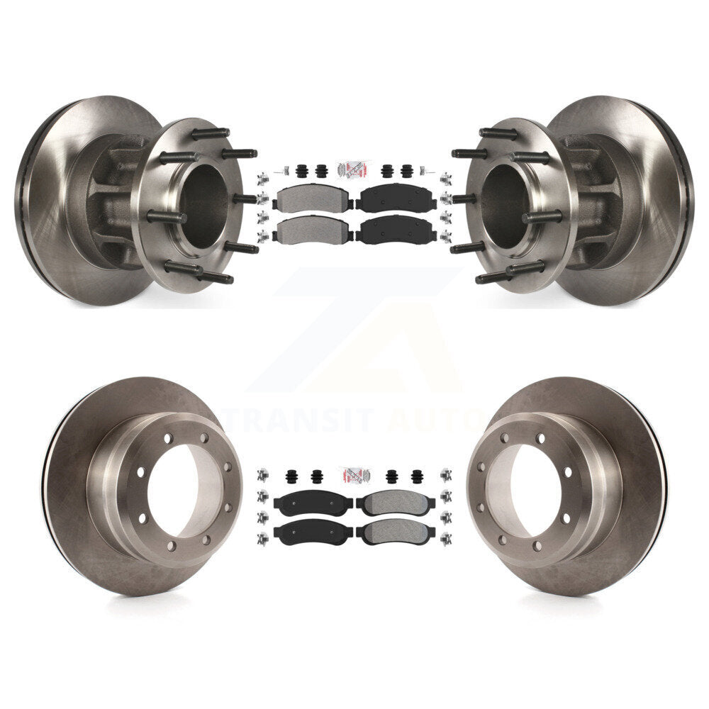 Front Rear Semi-Metallic Pad Disc Brake Rotors Hub Kit For 2011 Ford F-350 Super Duty RWD K8A-105918