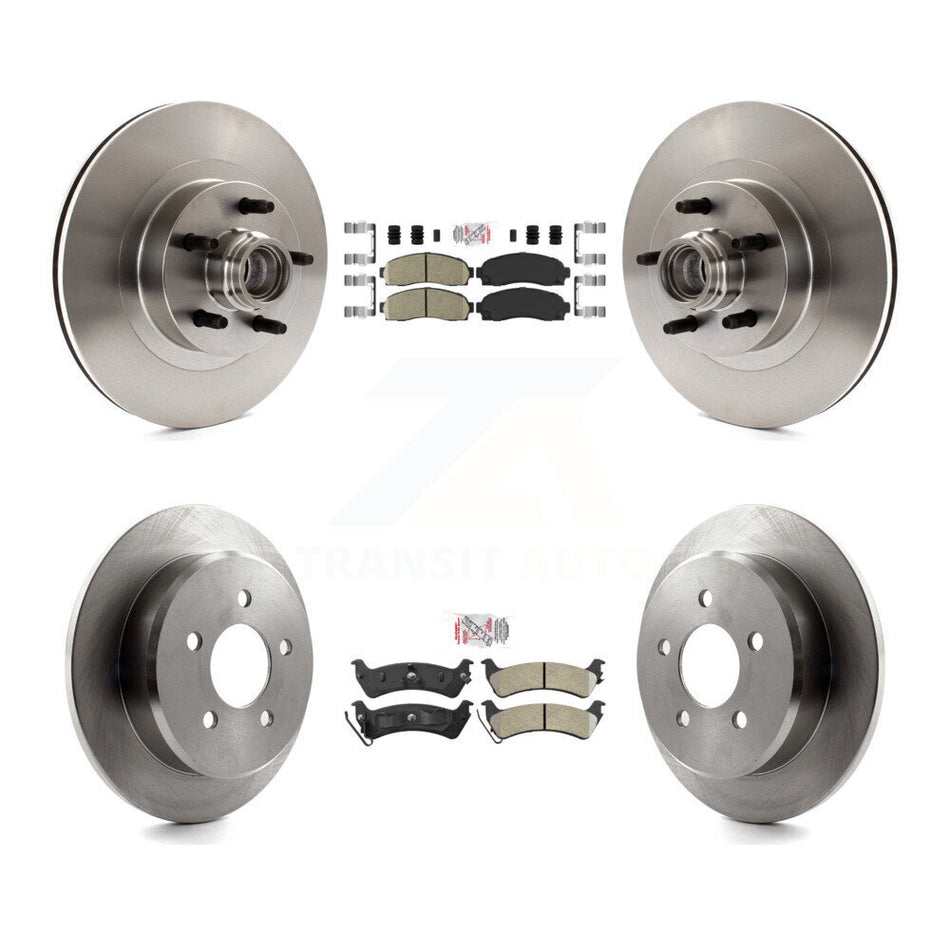 Front Ceramic Rear Semi-Metallic Pad Brake Rotor Hub Kit For Ford Explorer Sport Trac RWD K8A-105926