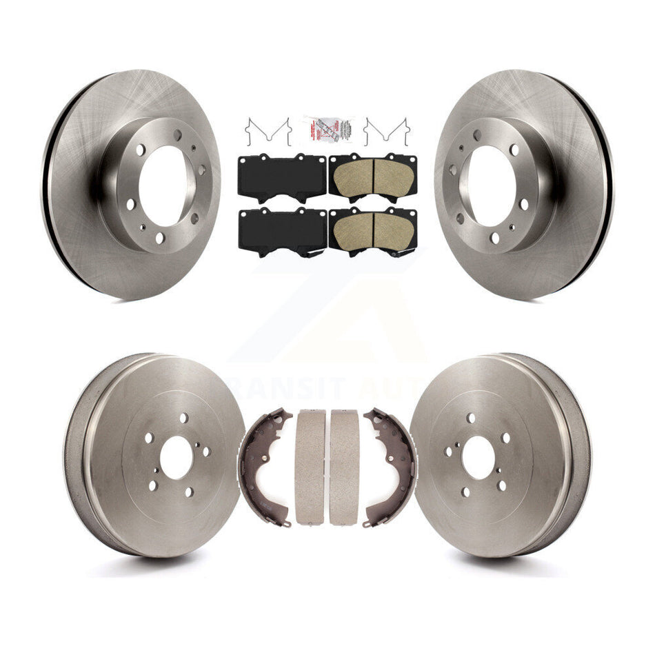 Front Rear Brake Rotors Ceramic Pad Drum Kit For 2015 Toyota Tacoma RWD With 6 Lug Wheels K8A-105958