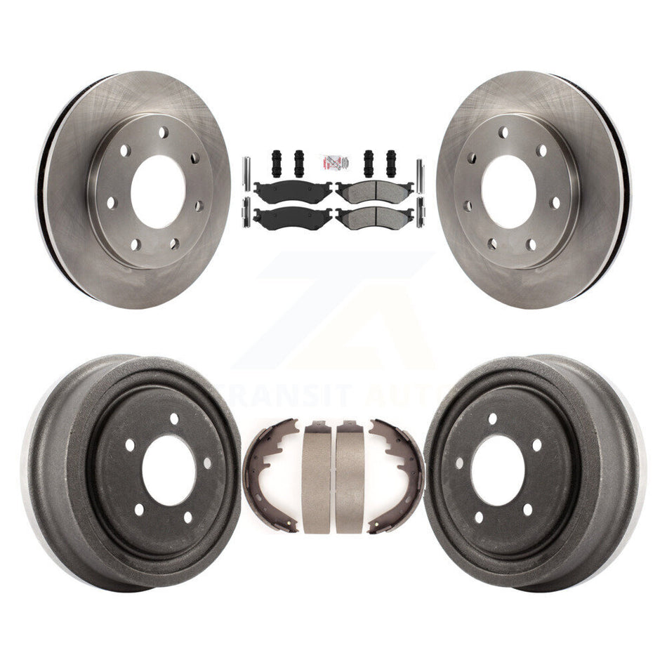 Front Rear Brake Rotor Semi-Metallic Pad Drum Kit For 99 Ford F-150 4WD With 7 Lug Wheels K8A-105978