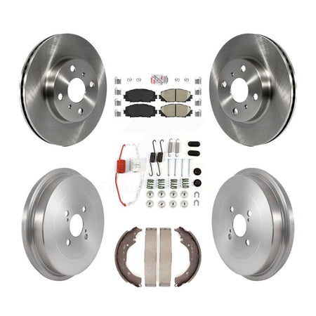 Front Rear Disc Brake Rotors Ceramic Pads And Drum Kit (7Pc) For Toyota Prius C Scion iQ K8A-105993