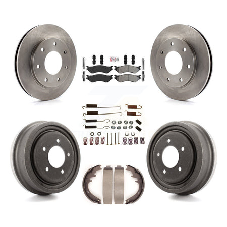 Front Rear Brake Rotors Semi-Metallic Pad Drum Kit (7Pc) For Ford F-150 With 7 Lug Wheels K8A-106003
