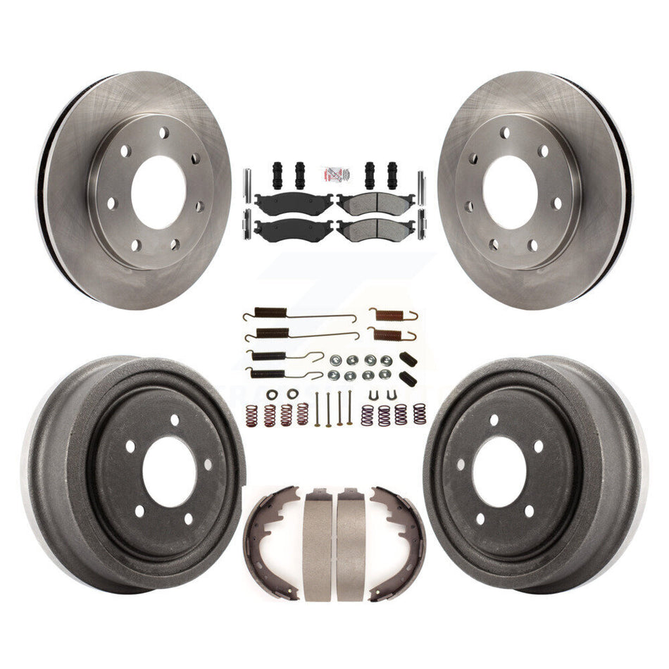 Front Rear Brake Rotors Semi-Metallic Pad Drum Kit (7Pc) For Ford F-150 With 7 Lug Wheels K8A-106003