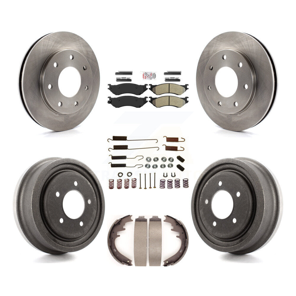 Front Rear Brake Rotors Semi-Metallic Pad Drum Kit (7Pc) For Ford F-150 With 7 Lug Wheels K8A-106004
