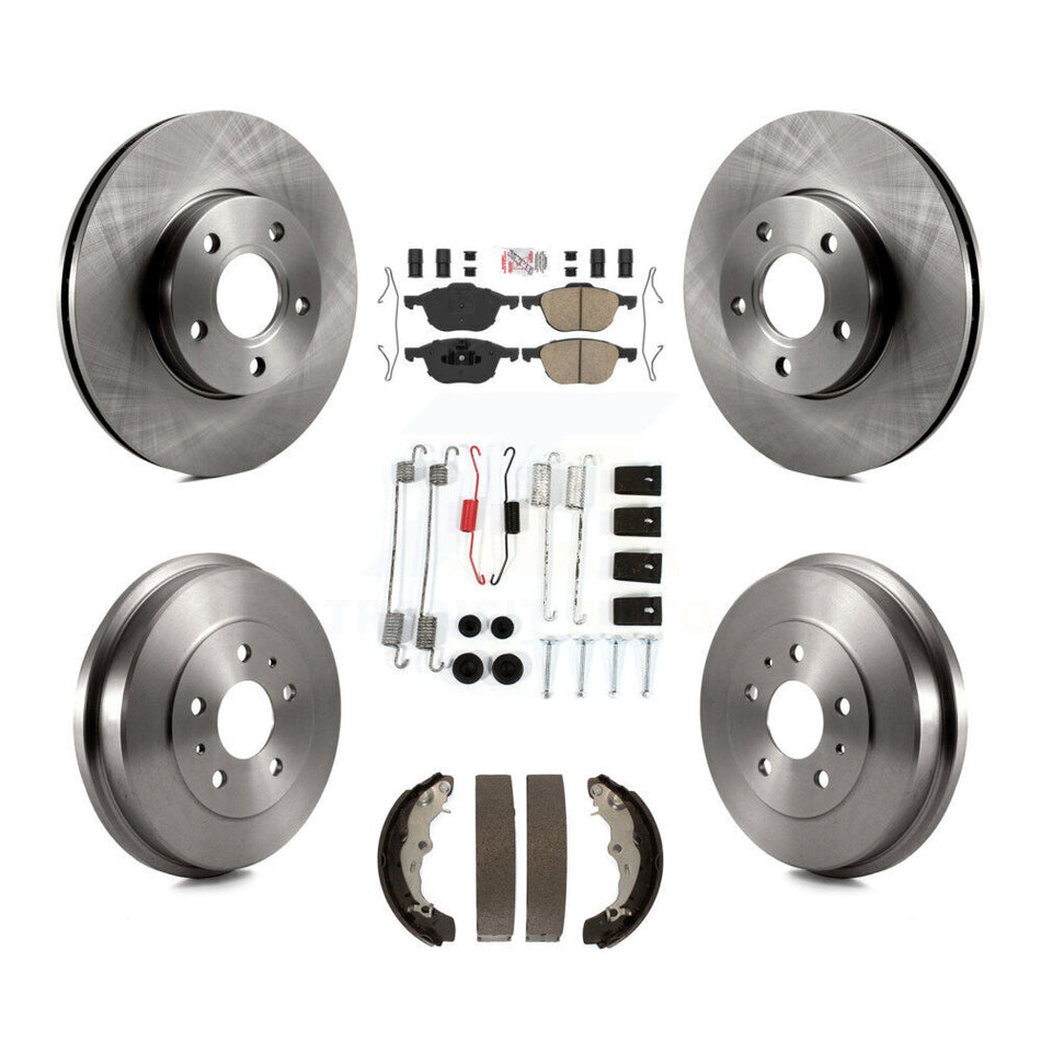 Front Rear Disc Brake Rotors Ceramic Pads And Drum Kit (7Pc) For Ford Focus FMSI=1004 K8A-106005