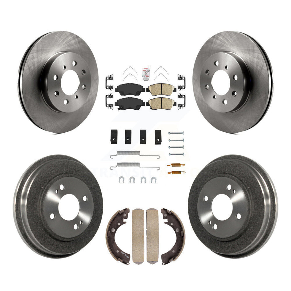 Front Rear Disc Brake Rotors Ceramic Pad Drum Kit (7Pc) For Honda Civic With 4 Lug Wheels K8A-106014