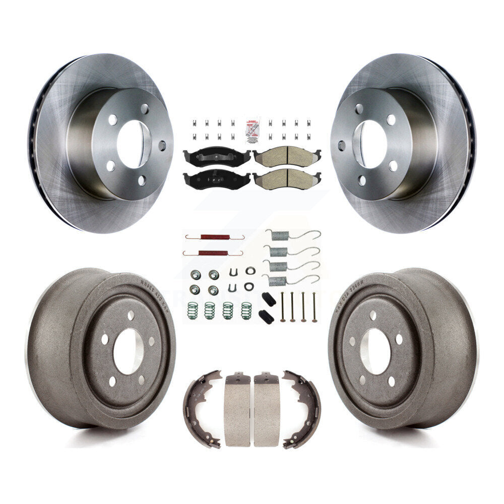 Front Rear Brake Rotor Semi-Metallic Pad Drum Kit (7Pc) For Jeep TJ With 9" Diameter K8A-106016