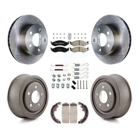 Front Rear Brake Rotor Semi-Metallic Pad Drum Kit (7Pc) For Jeep TJ With 9" Diameter K8A-106016