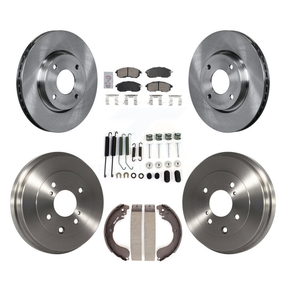 Front Rear Disc Brake Rotors Ceramic Pads And Drum Kit (7Pc) For Nissan Versa K8A-106021