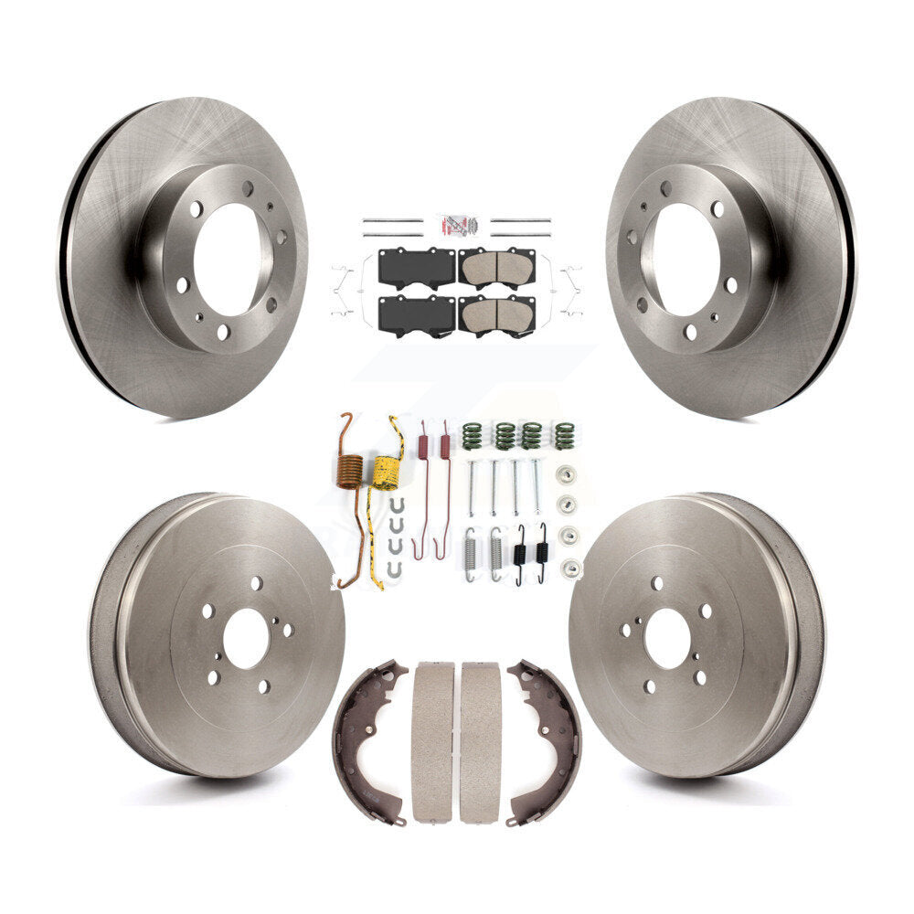 Front Rear Brake Rotor Ceramic Pad Drum Kit (7Pc) For Toyota Tacoma RWD With 6 Lug Wheels K8A-106029