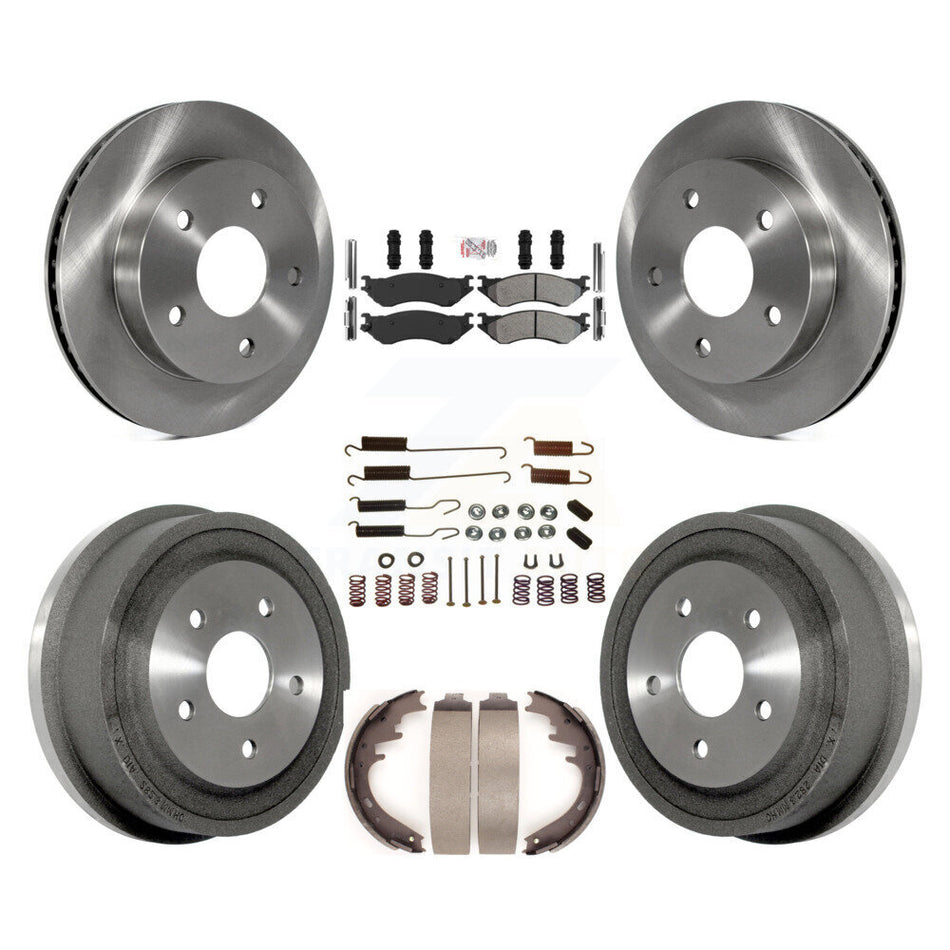 Front Rear Brake Rotors Semi-Metallic Pad Drum Kit (7Pc) For 2000-2001 Dodge Ram 1500 RWD K8A-106034