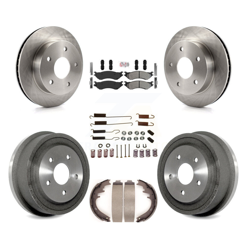 Front Rear Brake Rotors Semi-Metallic Pad Drum Kit (7Pc) For 2000-2001 Dodge Ram 1500 4WD K8A-106035