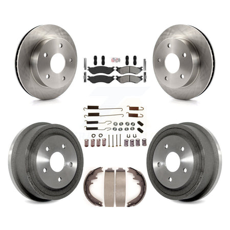 Front Rear Brake Rotors Semi-Metallic Pad Drum Kit (7Pc) For 2000-2001 Dodge Ram 1500 4WD K8A-106035
