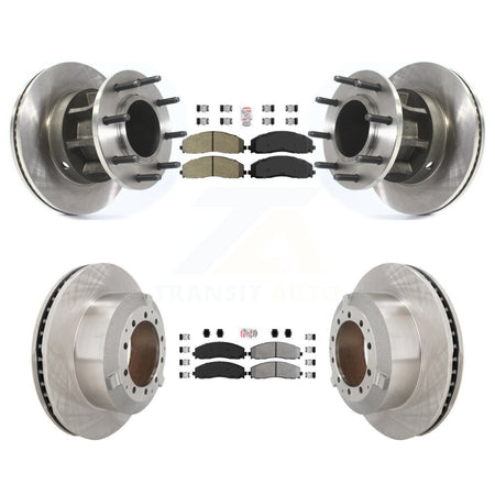 Front Rear Semi-Metallic Pad Disc Brake Rotors Hub Assembly Kit For Ford F-350 Super Duty K8A-107184