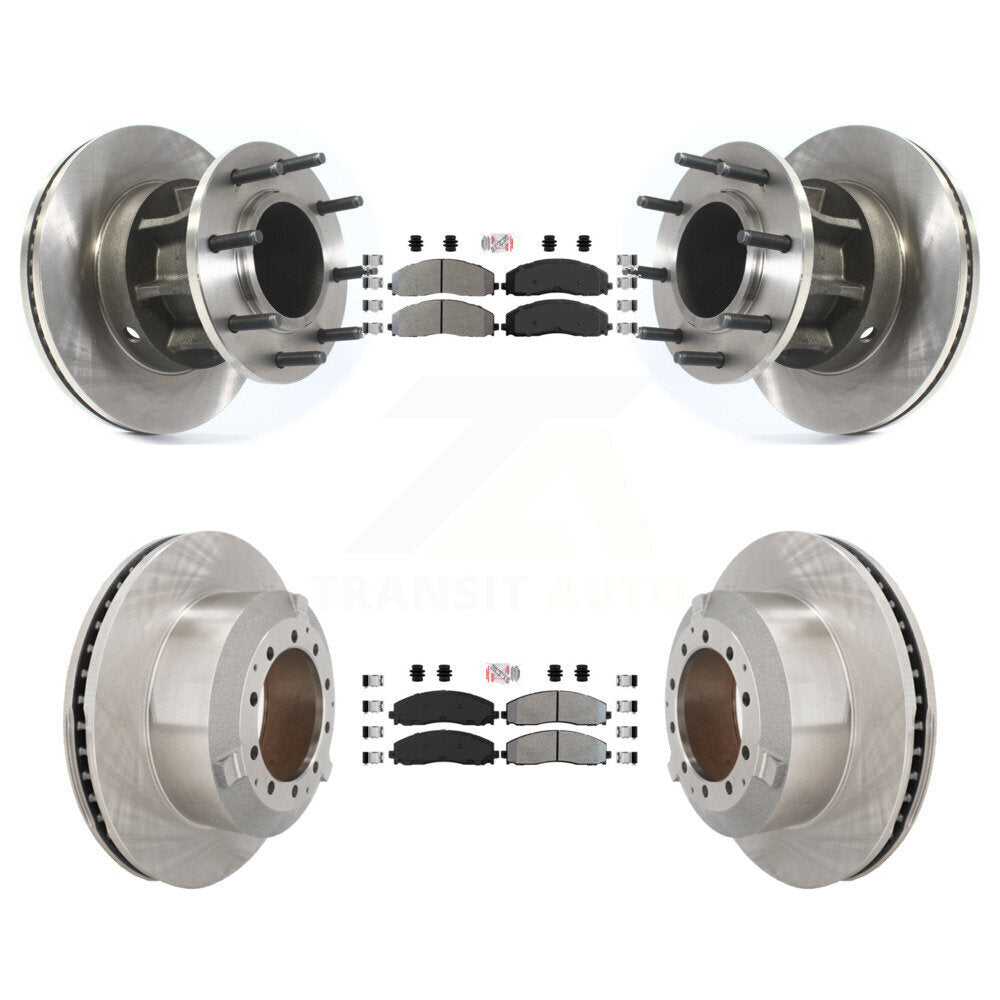 Front Rear Semi-Metallic Pad Disc Brake Rotors Hub Assembly Kit For Ford F-350 Super Duty K8A-107185