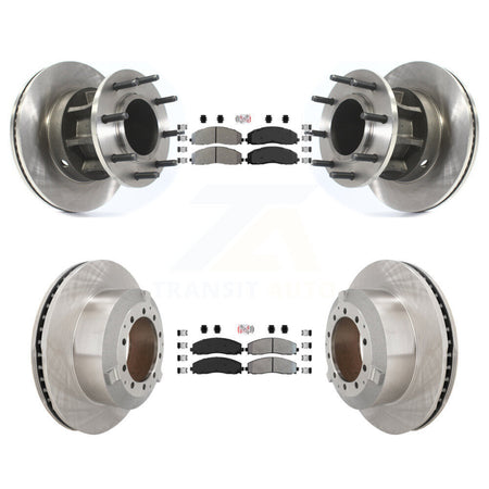 Front Rear Semi-Metallic Pad Disc Brake Rotors Hub Assembly Kit For Ford F-350 Super Duty K8A-107185