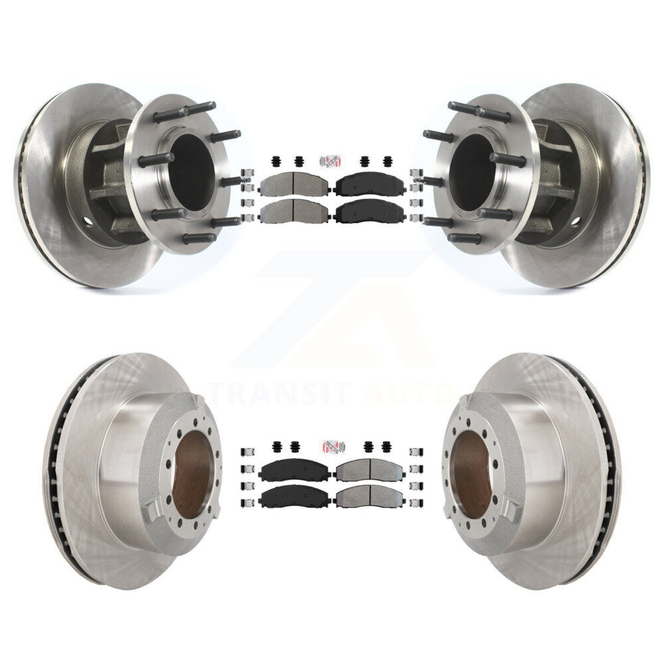 Front Rear Semi-Metallic Pad Disc Brake Rotors Hub Assembly Kit For Ford F-350 Super Duty K8A-107185