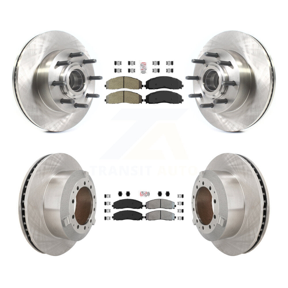 Front Rear Semi-Metallic Pad Disc Brake Rotors Hub Assembly Kit For Ford F-350 Super Duty K8A-107186