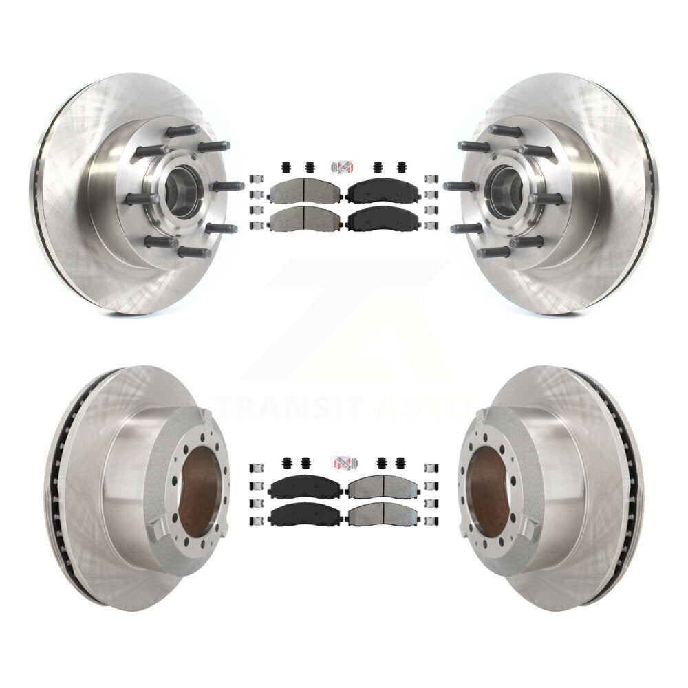 Front Rear Semi-Metallic Pad Disc Brake Rotors Hub Assembly Kit For Ford F-350 Super Duty K8A-107187