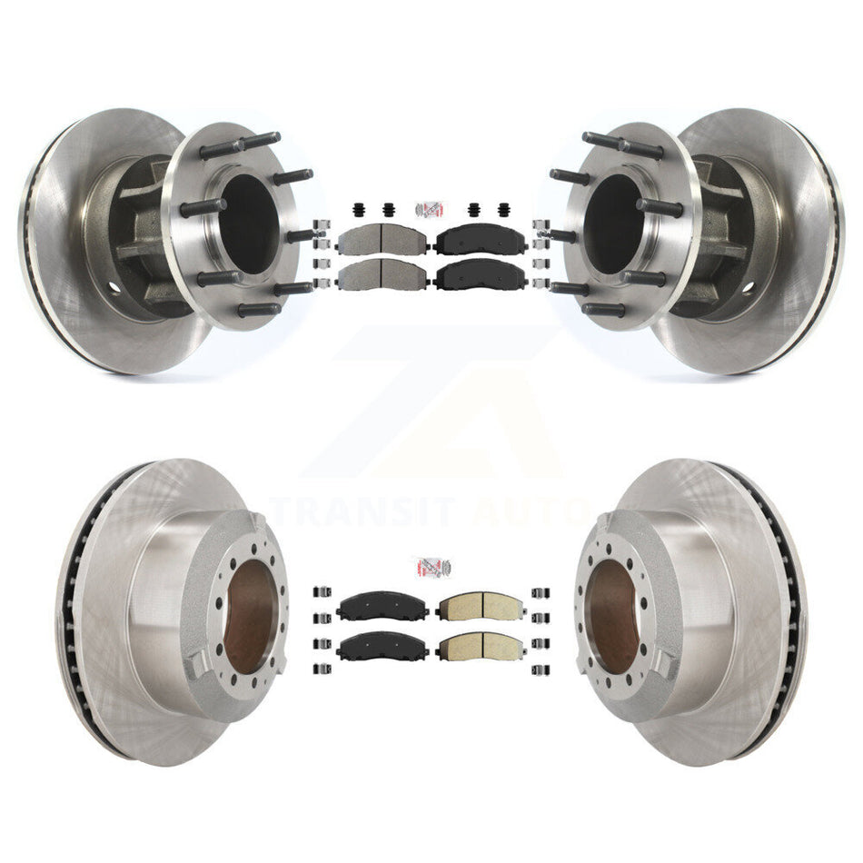 Front Rear Semi-Metallic Pad Disc Brake Rotors Hub Assembly Kit For Ford F-350 Super Duty K8A-107189