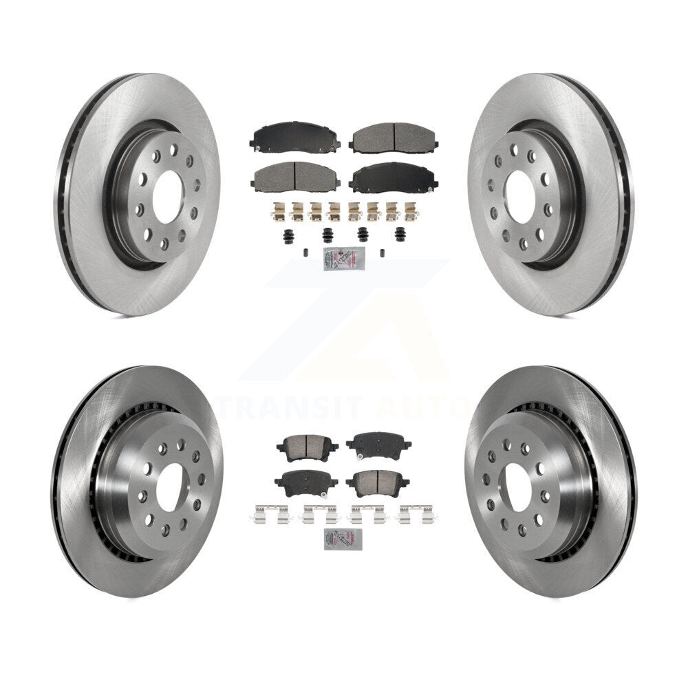 Front Semi-Metallic Rear Ceramic Pad & Disc Brake Rotors Kit For 2020-2023 Jeep Gladiator K8A-107264
