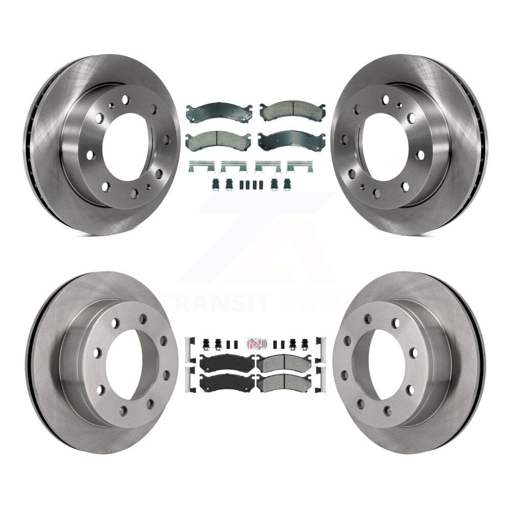 Front Ceramic Rear Semi-Metallic Pad Brake Rotors Kit For Chevrolet GMC Sierra 2500 HD XL K8A-107324