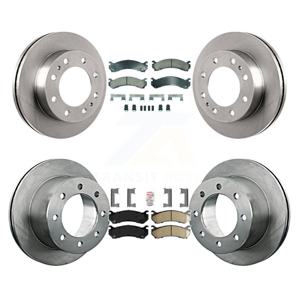 Front Rear Ceramic Pad Brake Rotor Kit For 2007 GMC Sierra 3500 Classic With 12000 Lb GVW K8A-107325