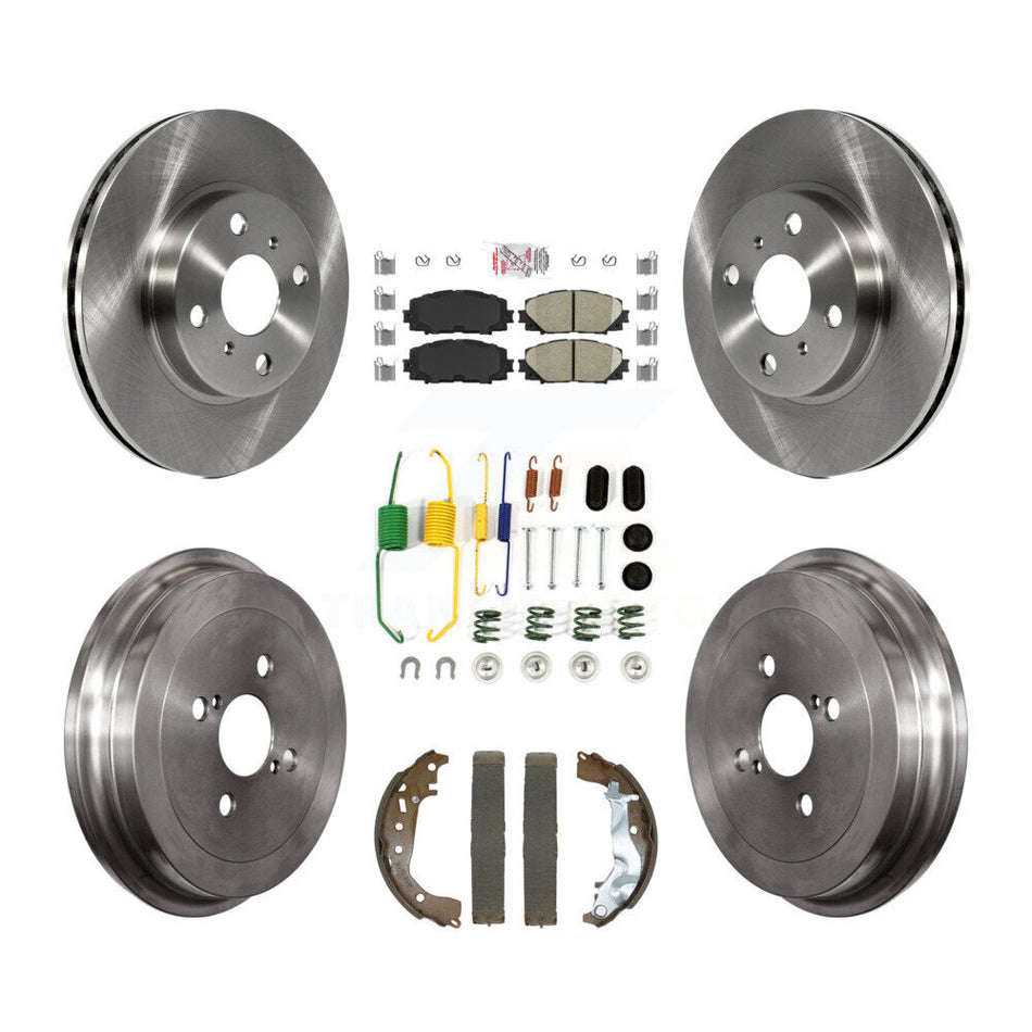 Front Rear Disc Brake Rotors Ceramic Pads And Drum Kit (7Pc) For Toyota Yaris K8A-107488