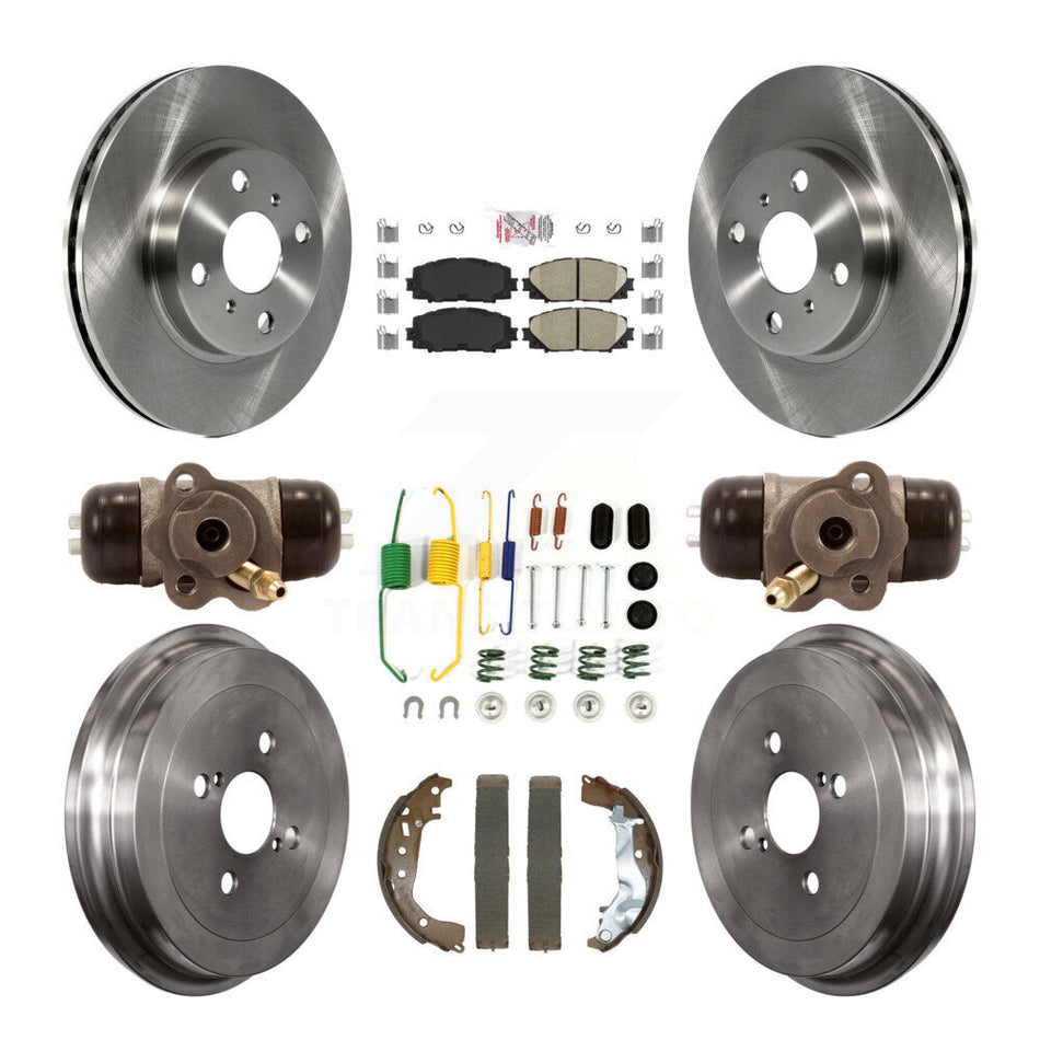 Front Rear Disc Brake Rotors Ceramic Pads And Drum Kit (9Pc) For Toyota Yaris K8A-107497