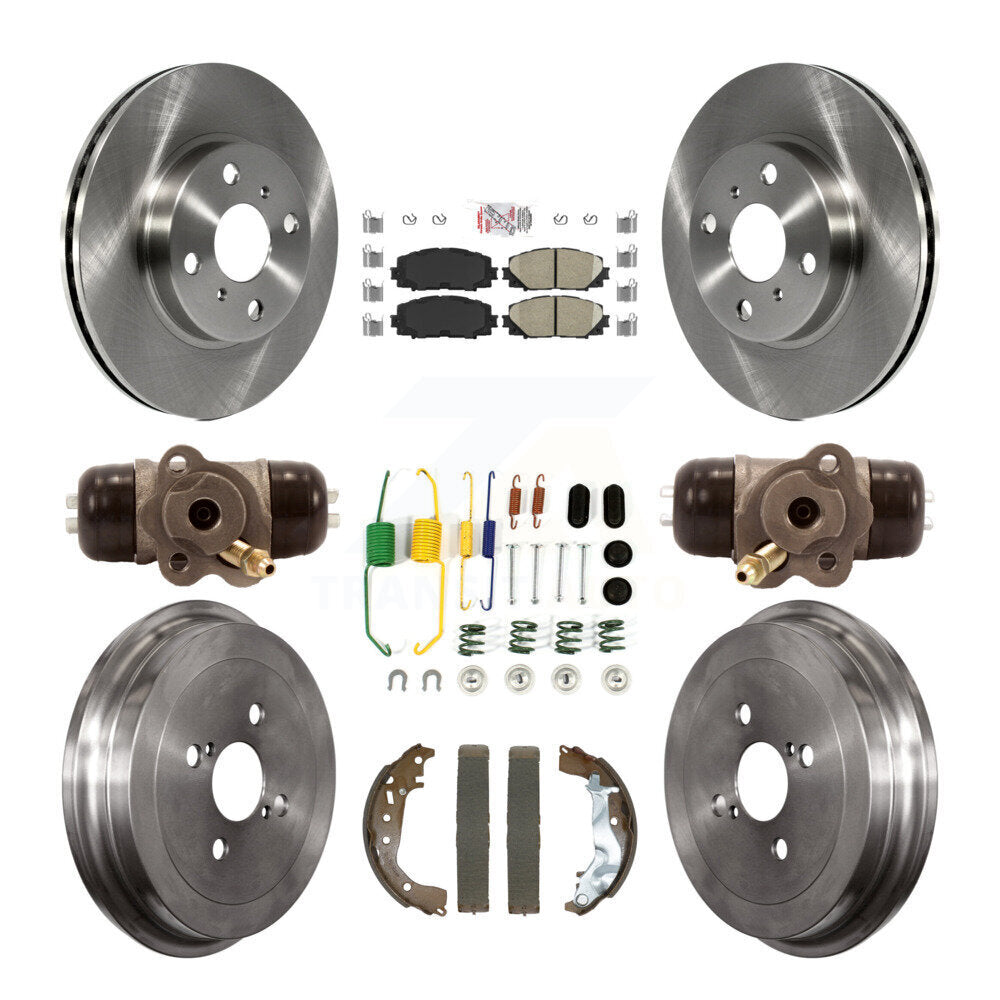 Front Rear Disc Brake Rotors Ceramic Pads And Drum Kit (9Pc) For Toyota Yaris K8A-107498