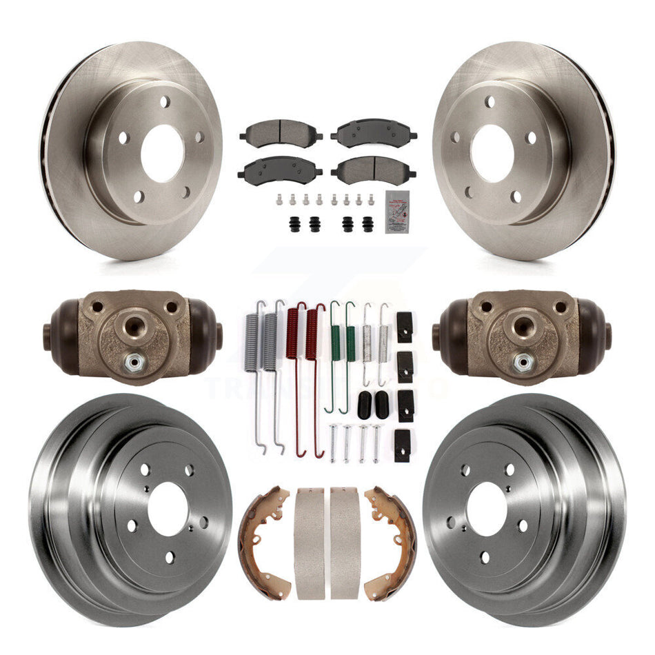 Front Rear Brake Rotor Semi-Metallic Pad & Drum Kit (9Pc) For Dakota Dodge Ram Mitsubishi K8A-107503