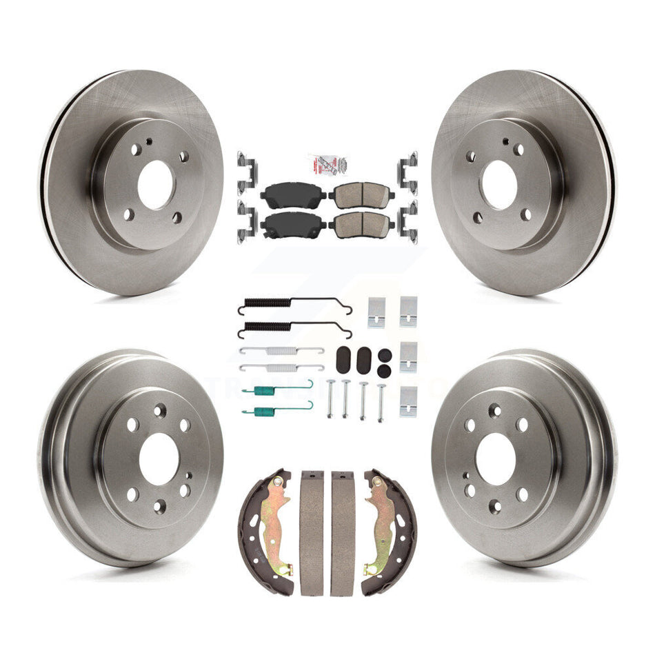 Front Rear Disc Brake Rotors Ceramic Pads And Drum Kit (7Pc) For 2011-2014 Mazda 2 K8A-107698