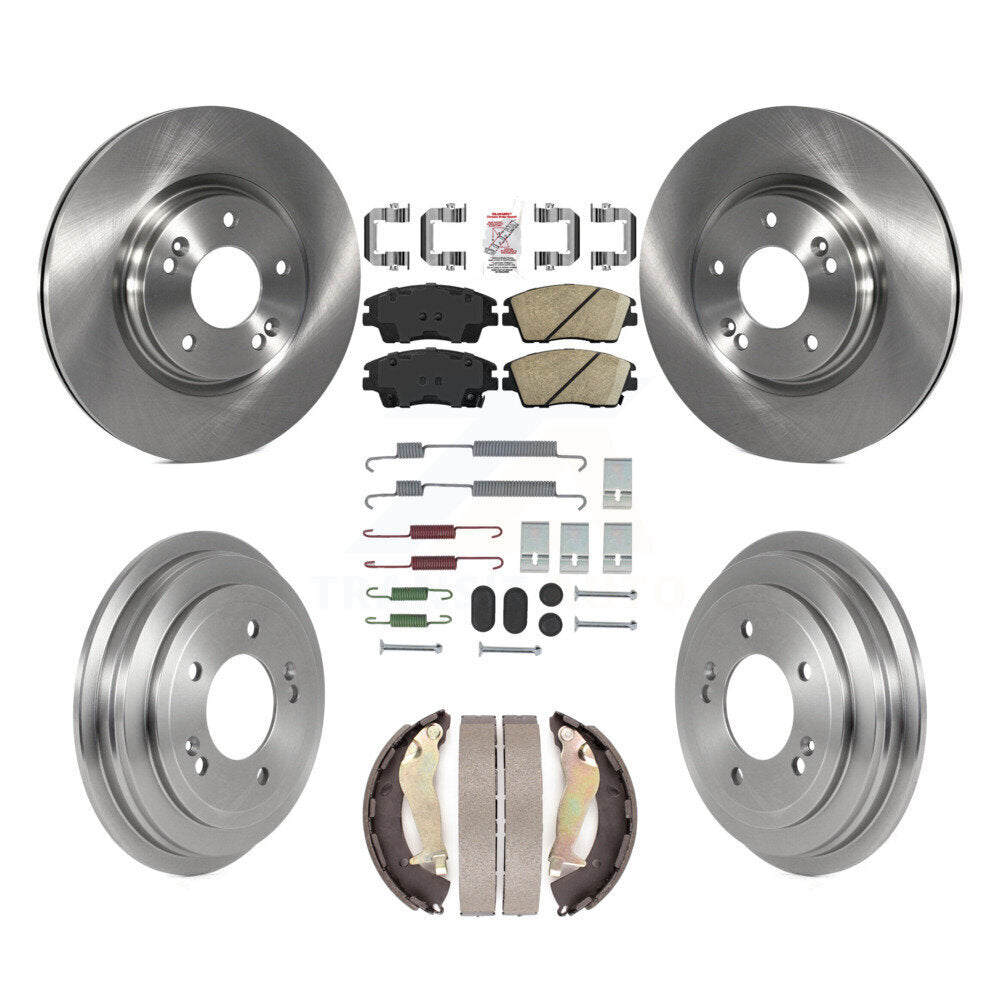 Front Rear Disc Brake Rotor Ceramic Pad Drum Kit (7Pc) For 2017-2020 Hyundai Elantra 1.6L K8A-107704