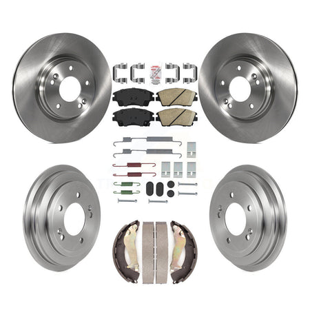 Front Rear Disc Brake Rotor Ceramic Pad Drum Kit (7Pc) For 2017-2020 Hyundai Elantra 1.6L K8A-107704