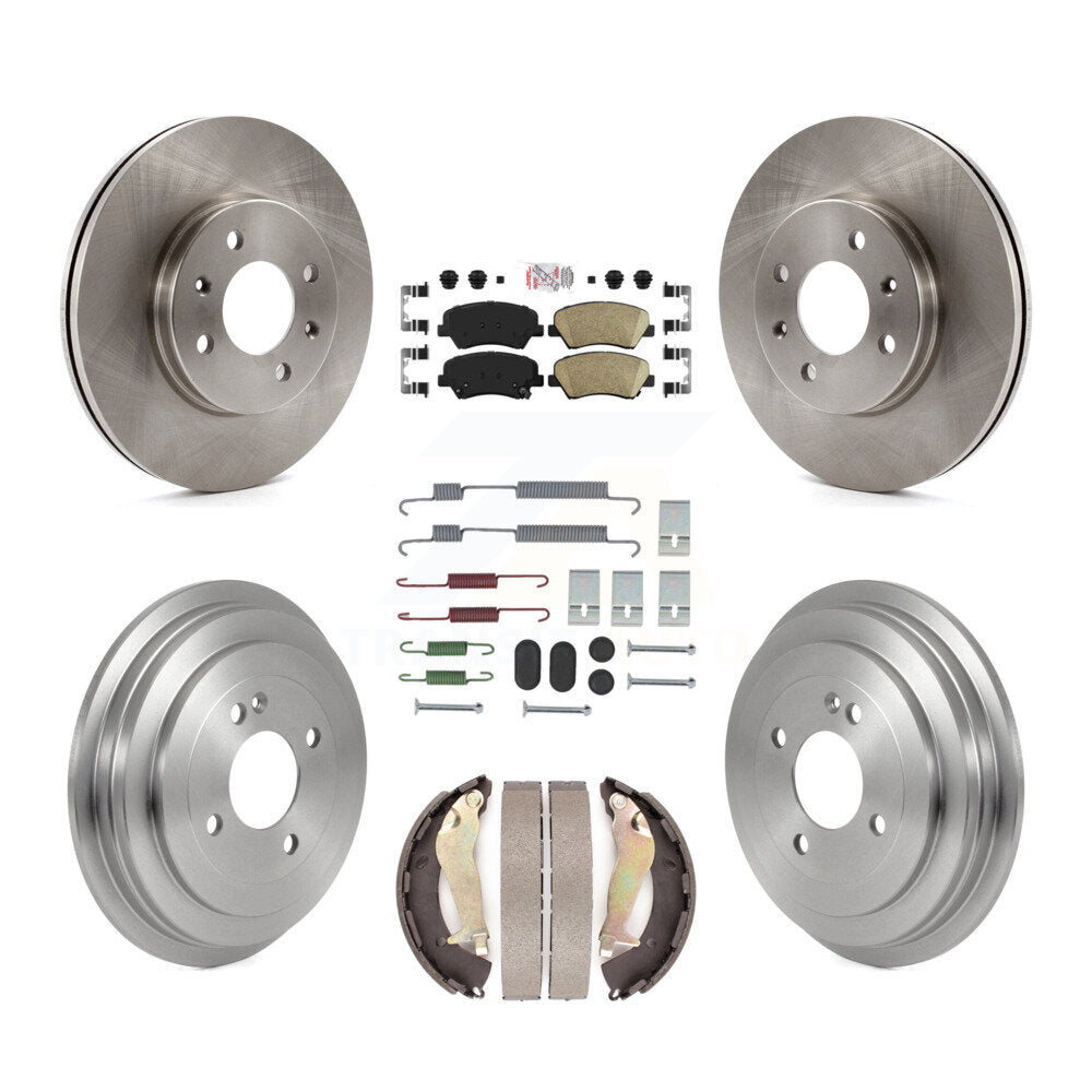 Front Rear Disc Brake Rotors Ceramic Pads And Drum Kit (7Pc) For 2012-2017 Hyundai Accent K8A-107711