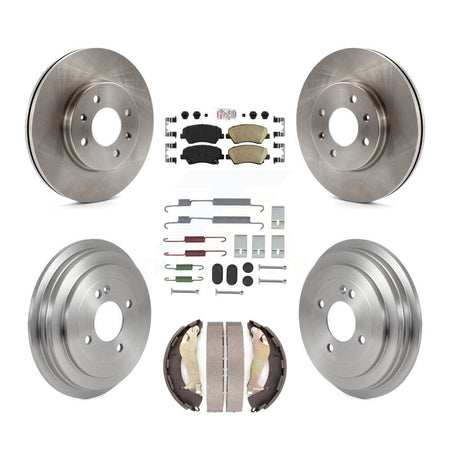 Front Rear Disc Brake Rotors Ceramic Pads And Drum Kit (7Pc) For 2012-2017 Hyundai Accent K8A-107711