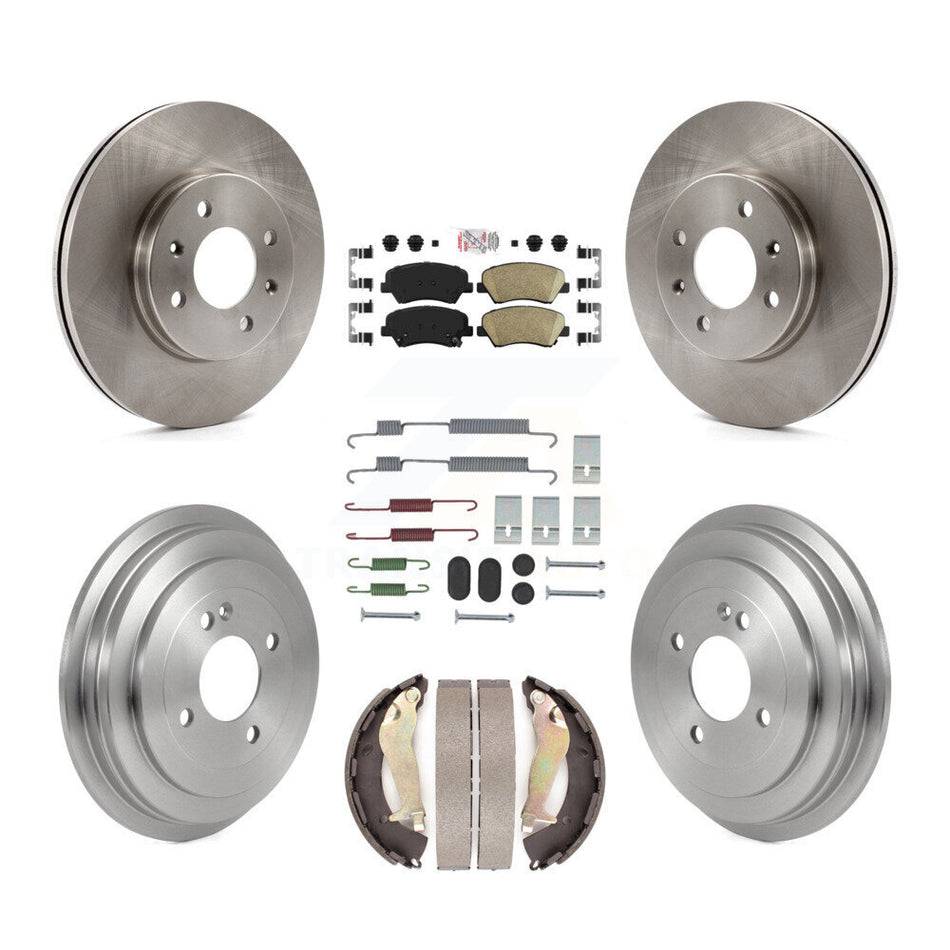 Front Rear Disc Brake Rotors Ceramic Pads And Drum Kit (7Pc) For 2012-2017 Hyundai Accent K8A-107711