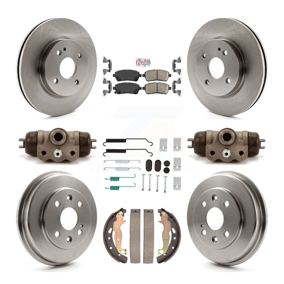 Front Rear Disc Brake Rotors Ceramic Pads And Drum Kit (9Pc) For 2011-2014 Mazda 2 K8A-107714
