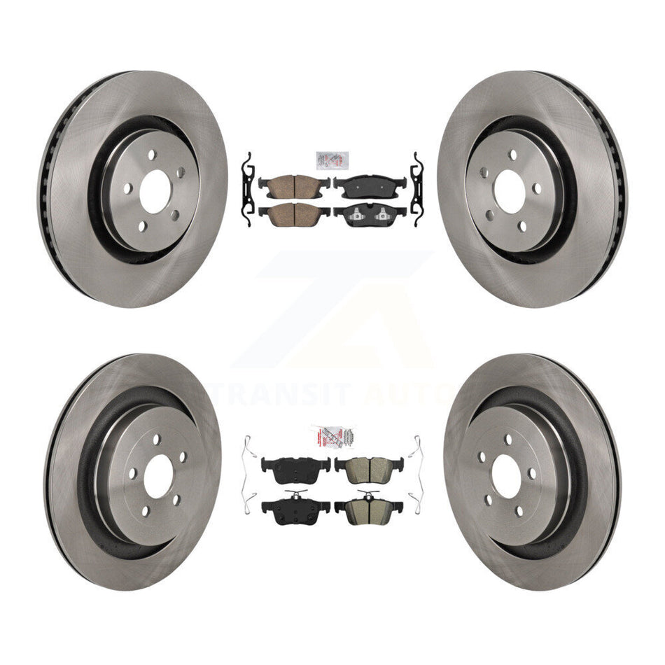 Front Ceramic Rear Semi-Metallic Pad Disc Brake Rotor Kit For 2019 Ford Edge ST with 2.7L K8A-107743