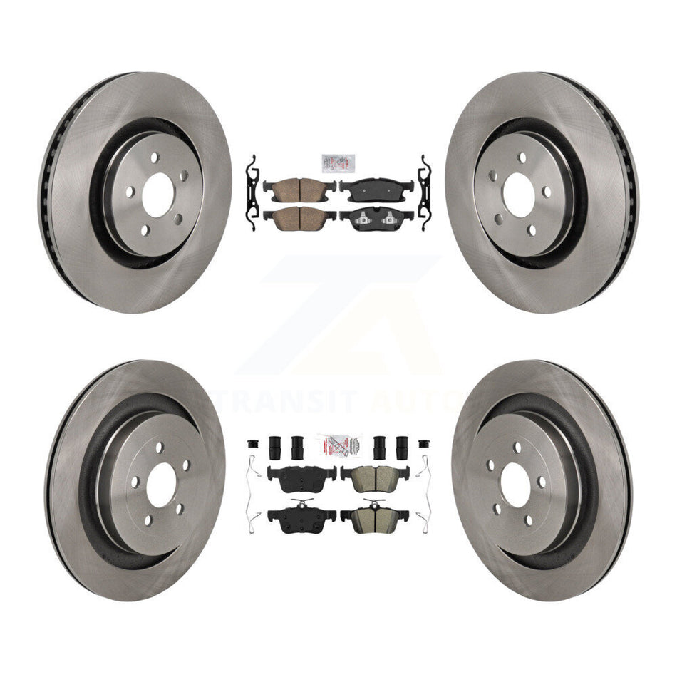 Front Ceramic Rear Semi-Metallic Pad Disc Brake Rotor Kit For 2019 Ford Edge ST with 2.7L K8A-107744